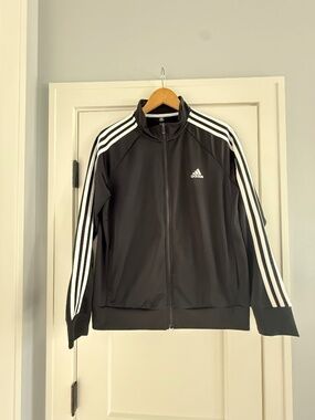 Women’s Adidas 3 Stripe Jacket Black Size XL Warm-Up Essentials Track Jacket EUC
